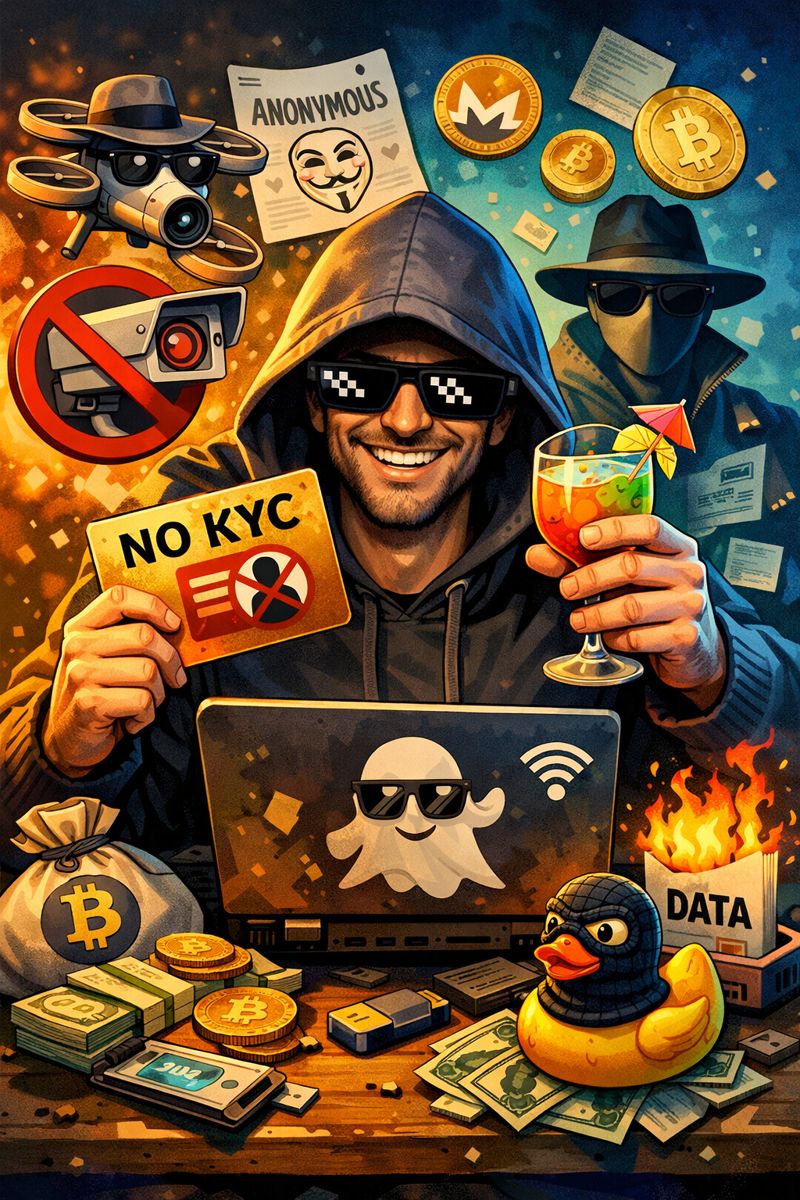 No KYC Crypto Exchange Guide - Anonymous cryptocurrency trading with Bitcoin, Monero and privacy tools illustration