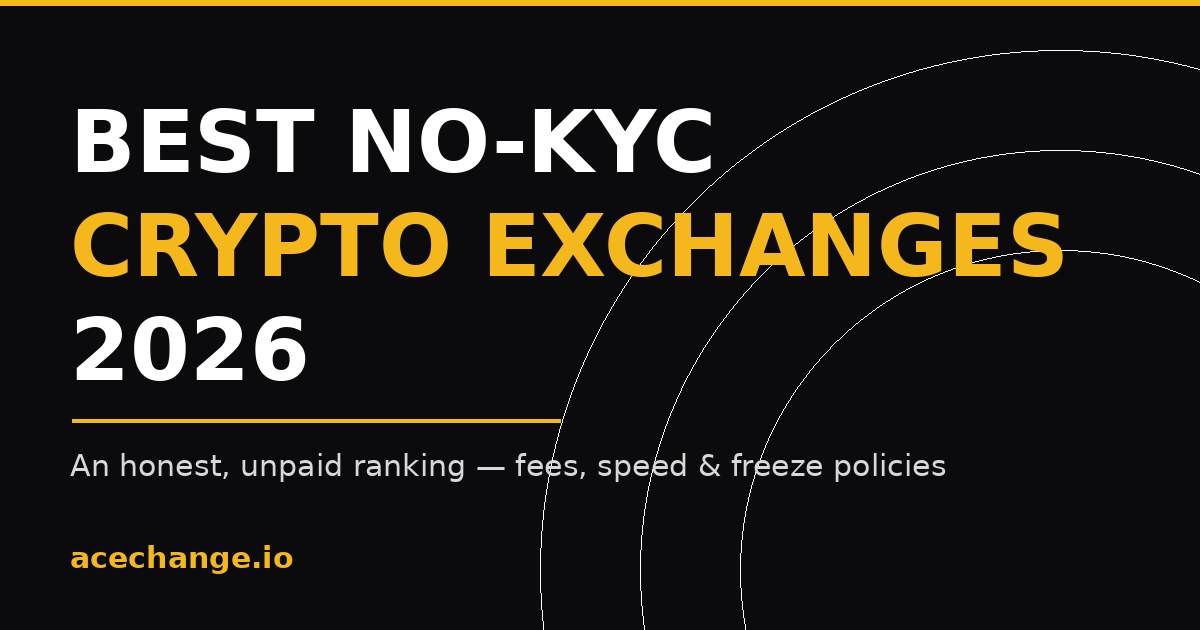 Best no-KYC crypto exchanges 2026 — honest unpaid ranking by AceChange